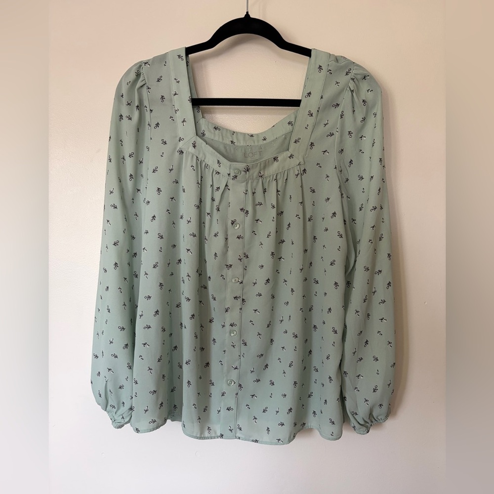 LOFT Mint Floral Blouse